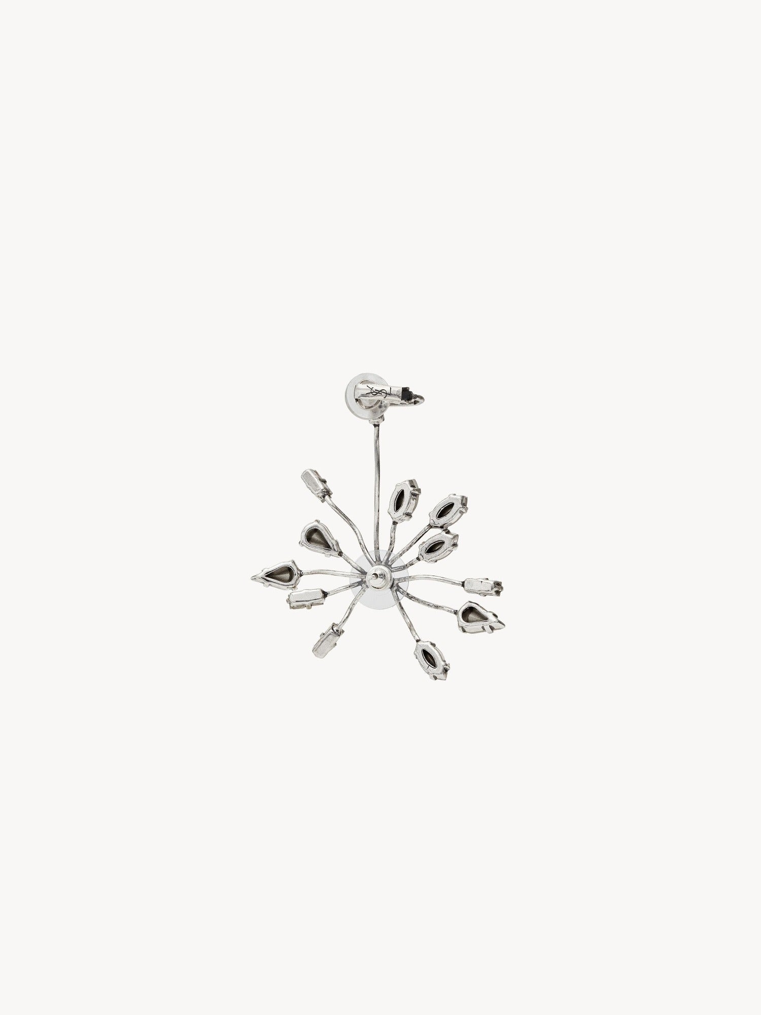 Rhinestone Blossom oxide silver & crystal Earrings - Oxide Silver & Crystal
