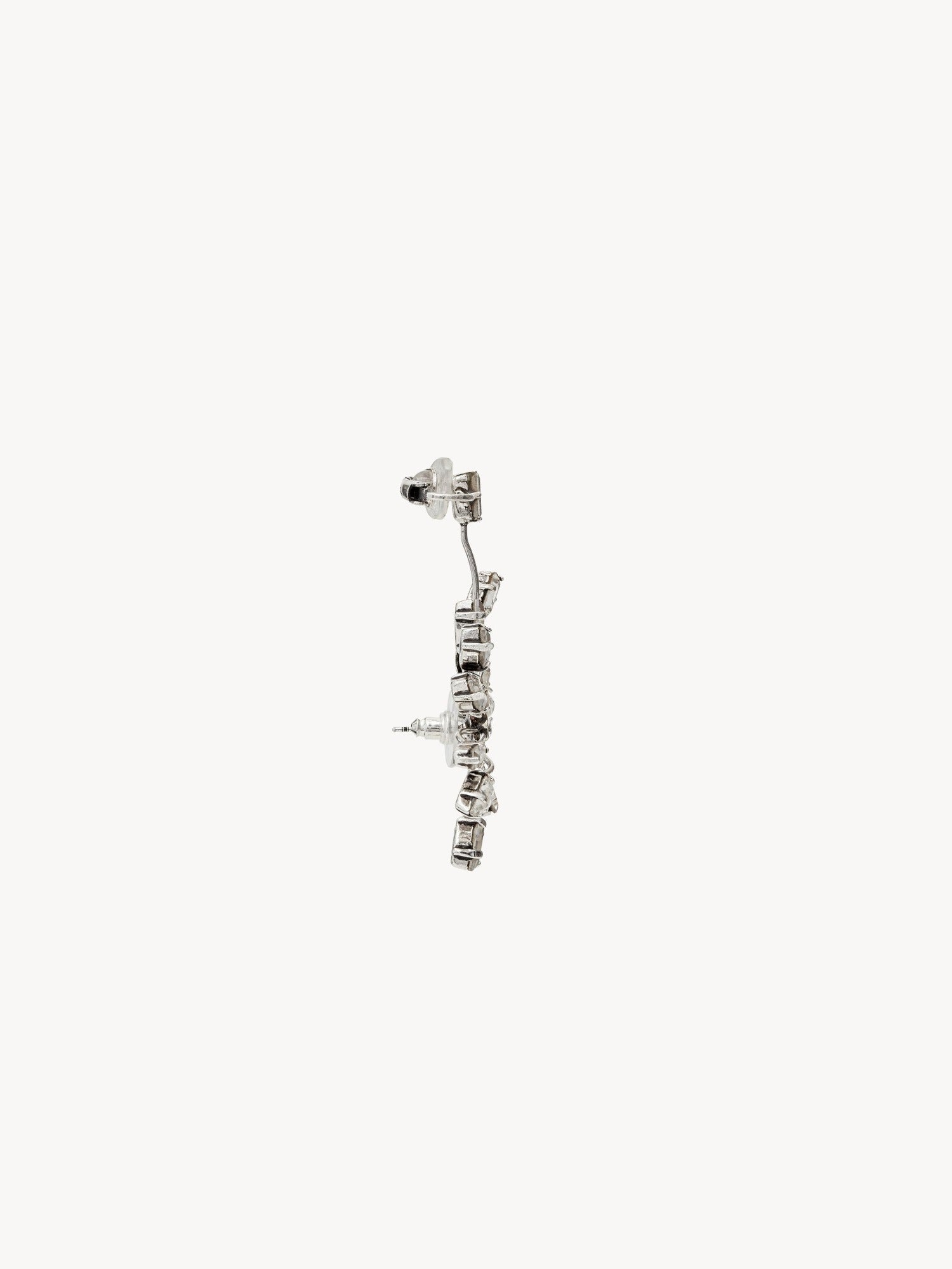 Rhinestone Blossom oxide silver & crystal Earrings - Oxide Silver & Crystal