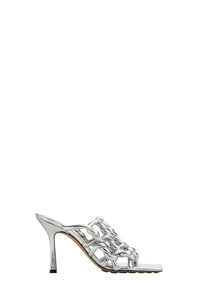 Stretch Twist silver 90mm Mules - Silver