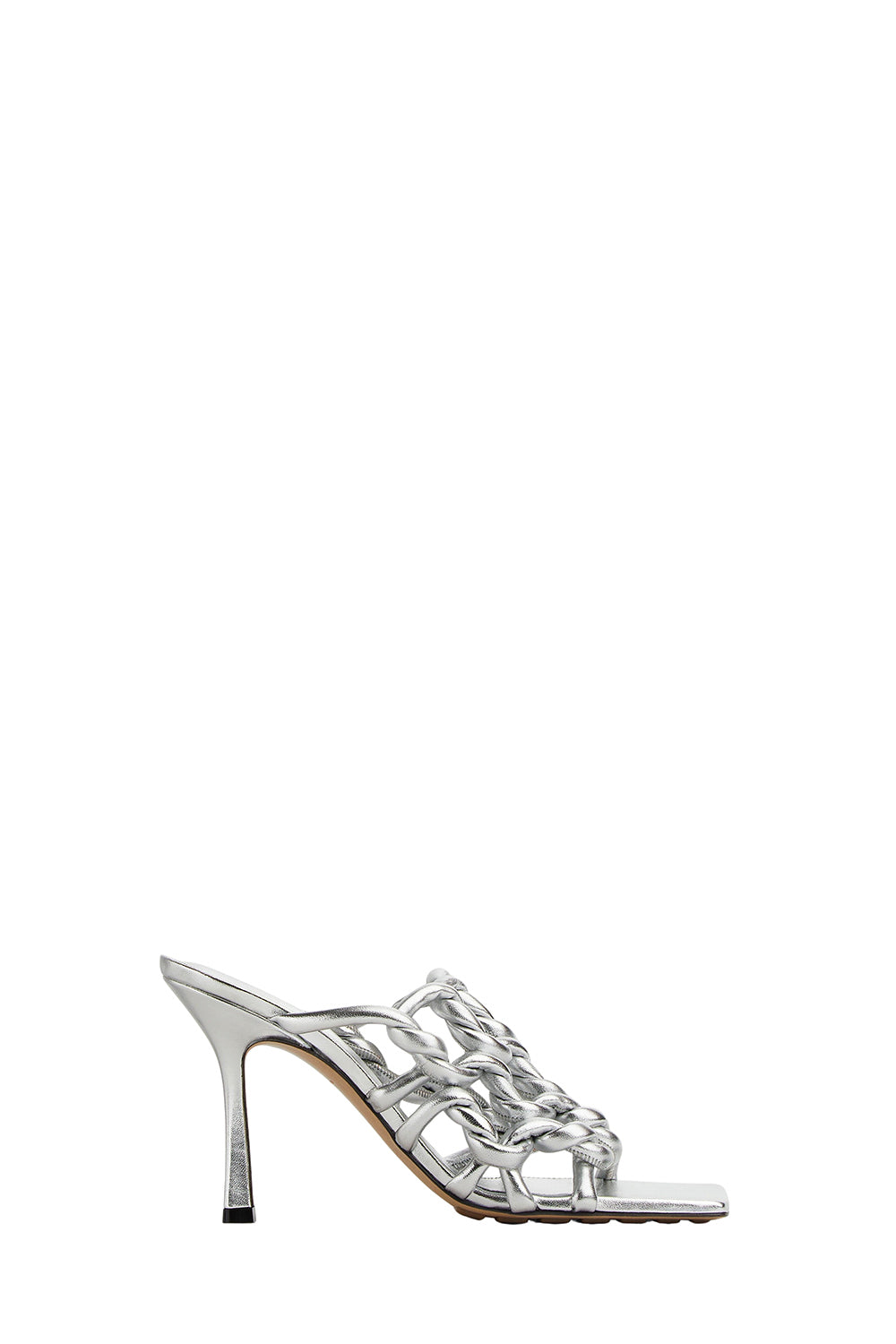 Stretch Twist silver 90mm Mules - Silver