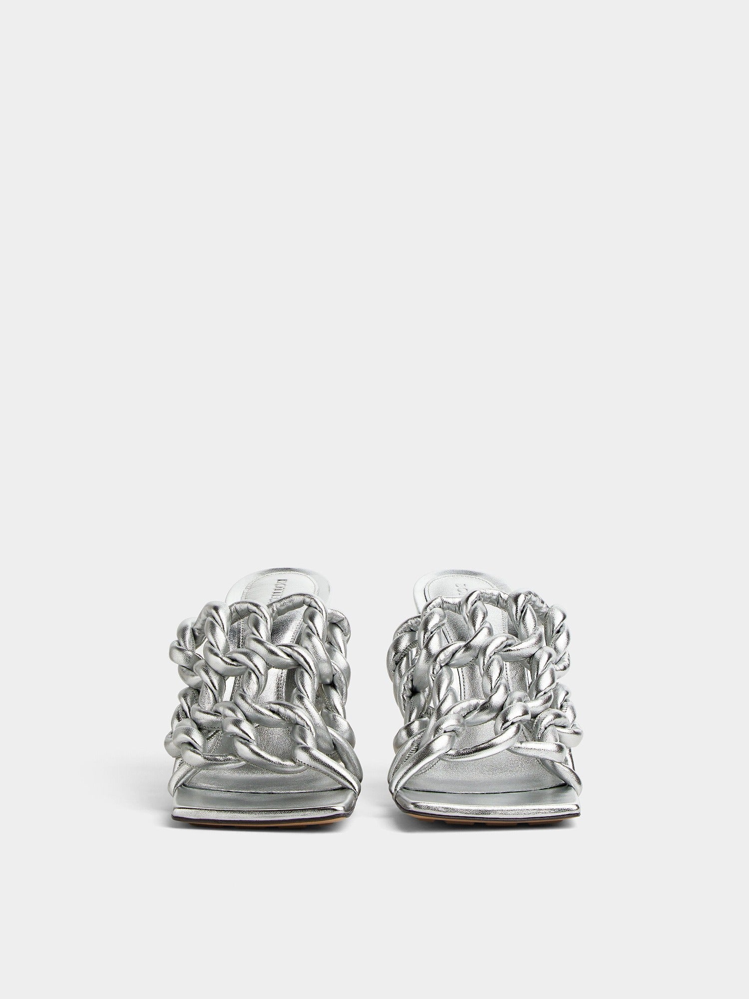 Stretch Twist silver 90mm Mules - Silver