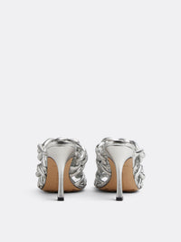 Stretch Twist silver 90mm Mules - Silver
