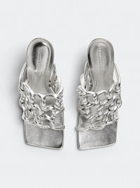 Stretch Twist silver 90mm Mules - Silver