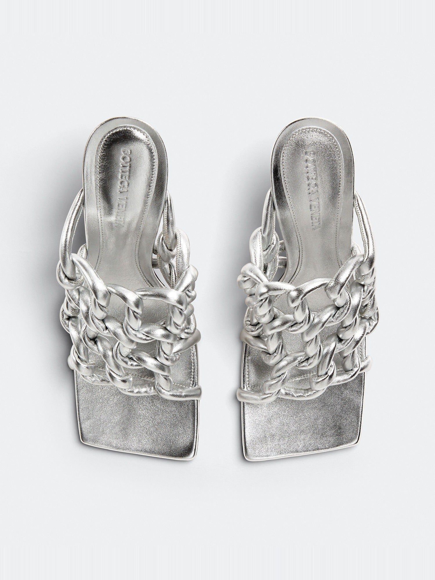 Stretch Twist silver 90mm Mules - Silver