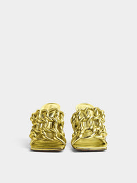 Stretch Twist gold 90mm Mules - Gold