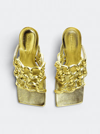 Stretch Twist gold 90mm Mules - Gold