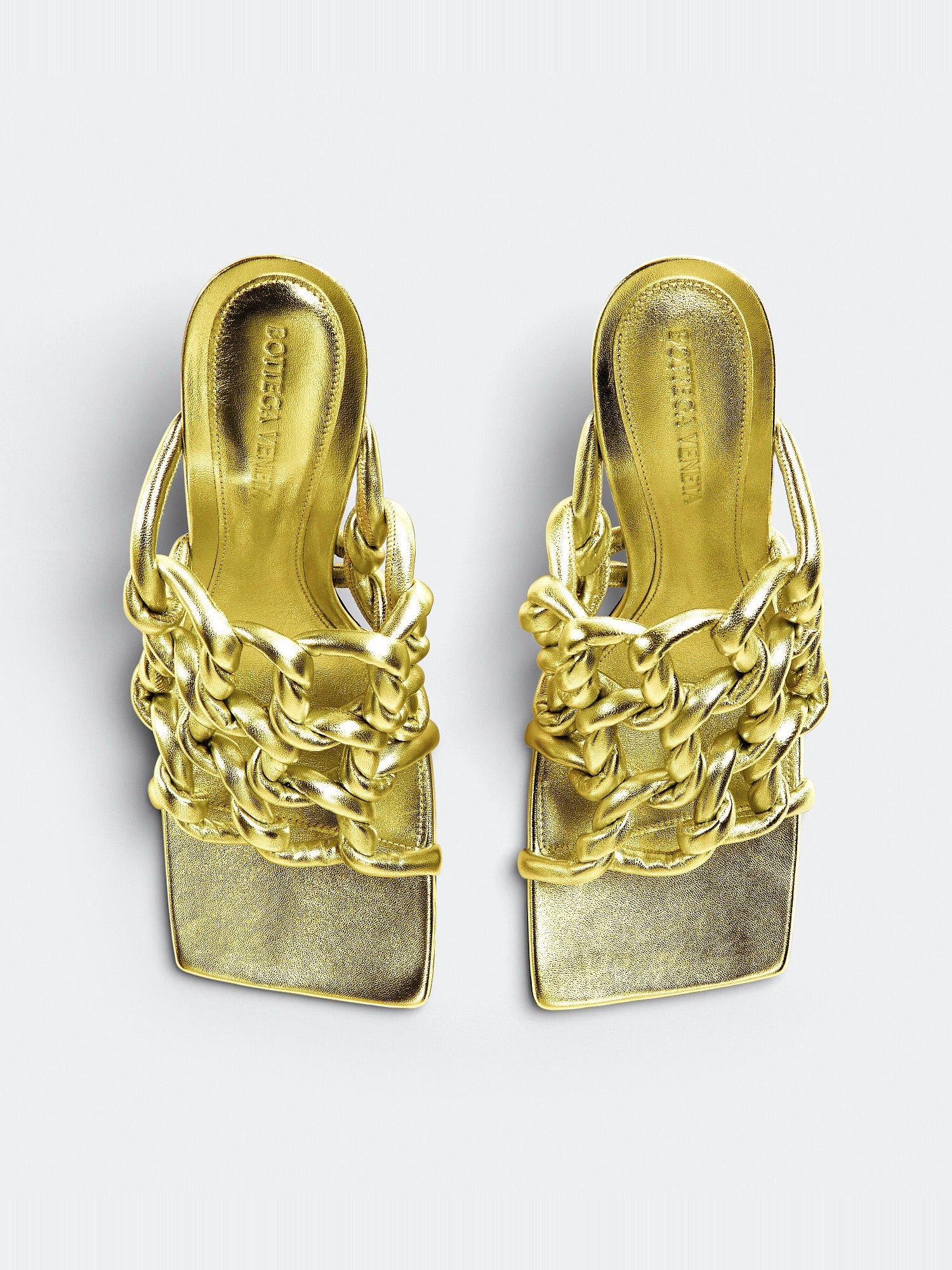 Stretch Twist gold 90mm Mules - Gold