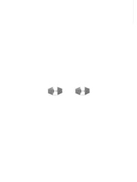 Cagole Stud antique silver Earrings - Antique Silver