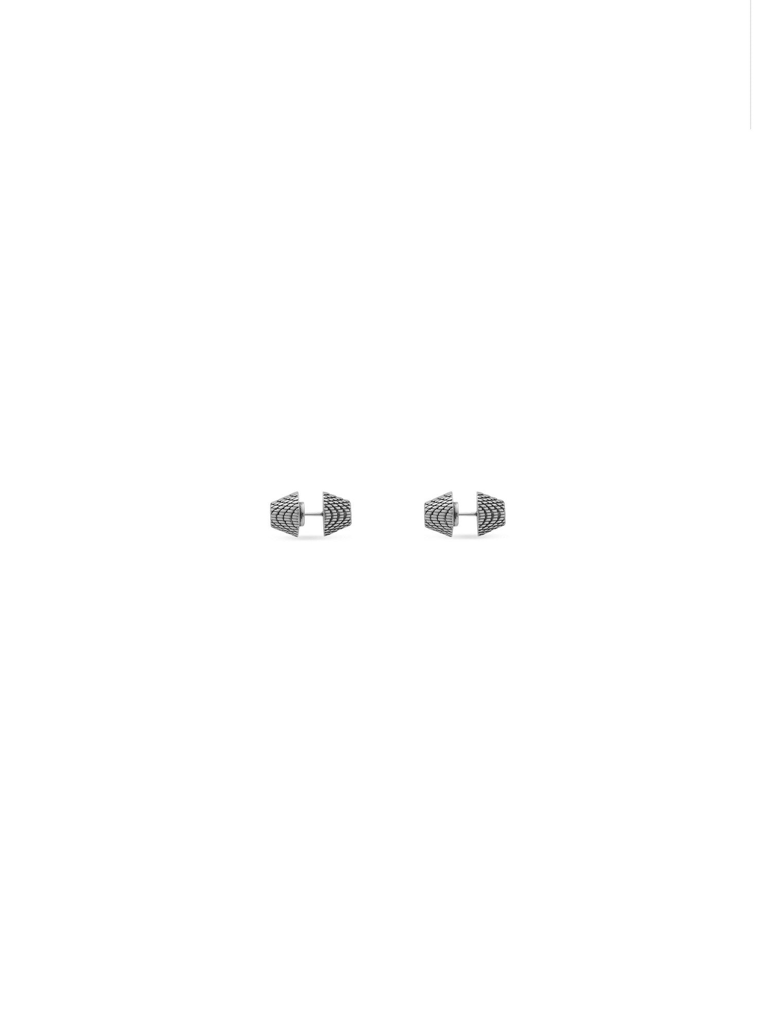 Cagole Stud antique silver Earrings - Antique Silver
