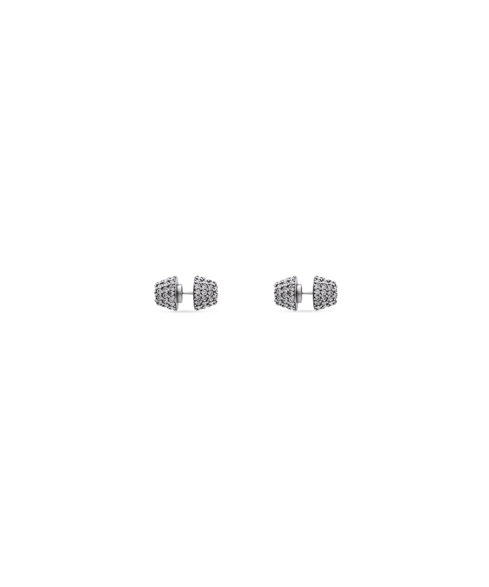 Cagole Stud Earrings - Ant Silver & Crystal