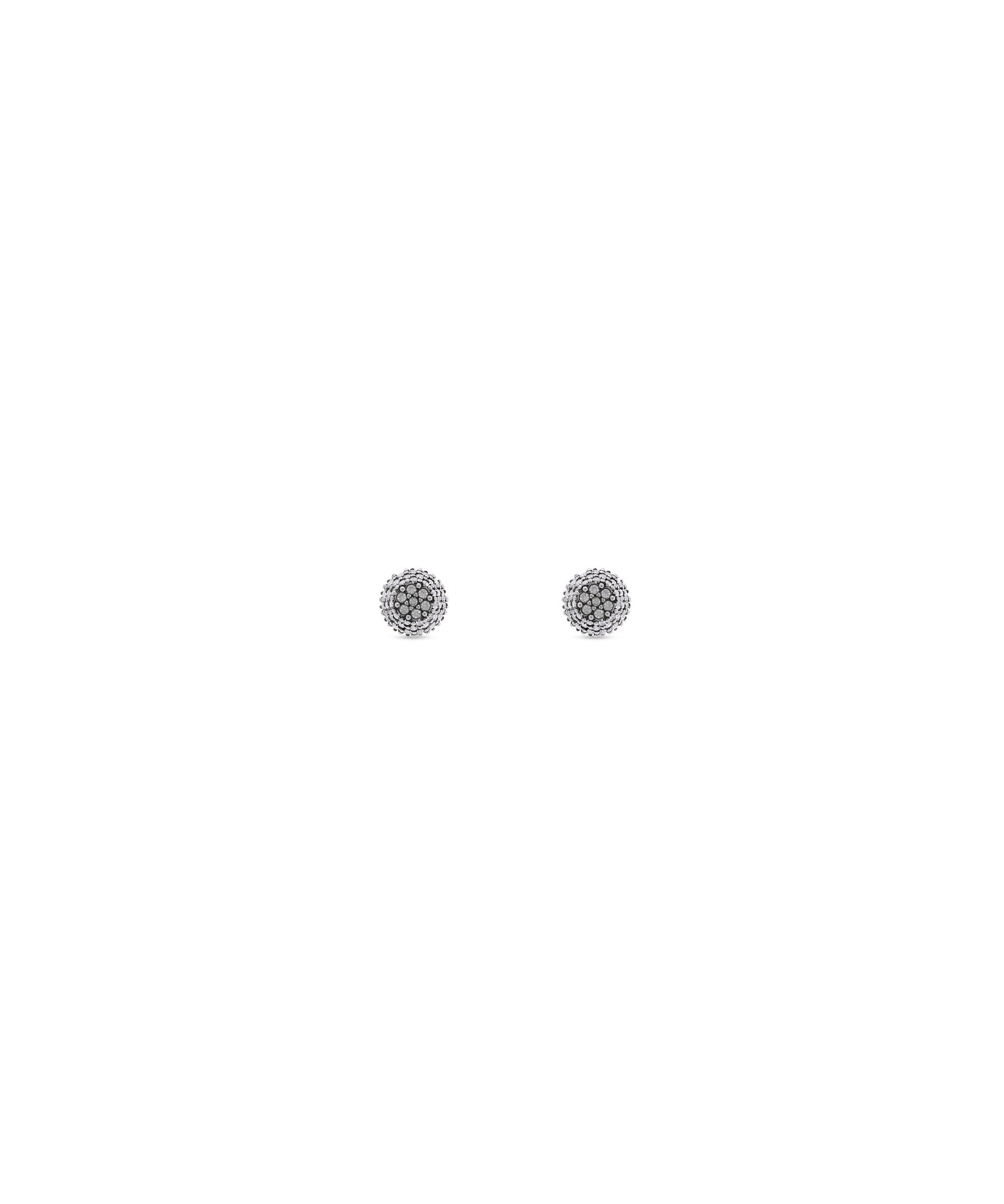 Cagole Stud Earrings - Ant Silver & Crystal