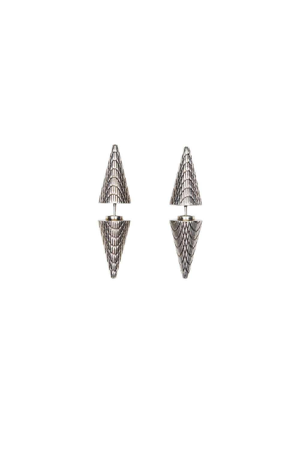 Cagole Spike antique silver Earrings - Antique Silver