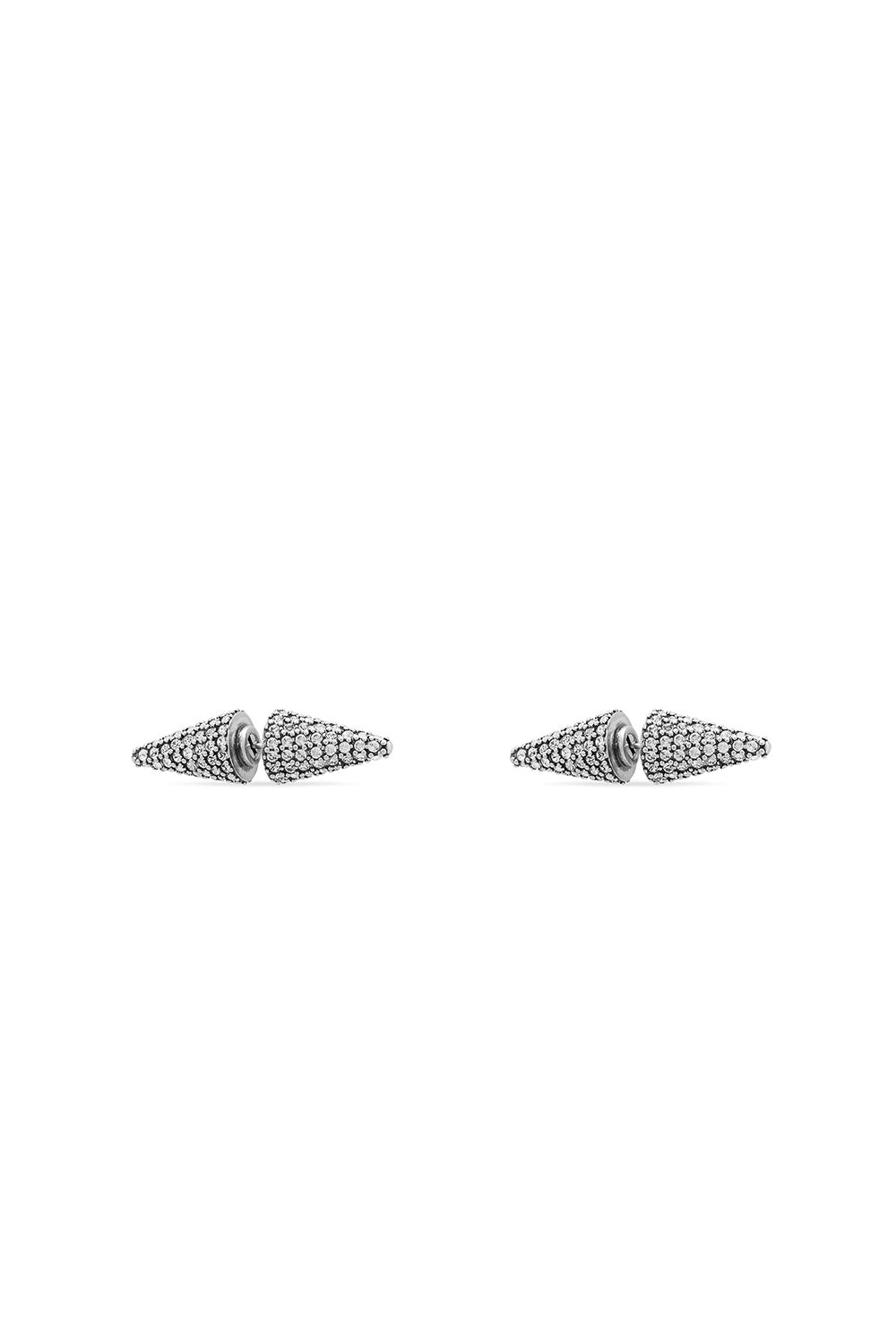 Cagole Spike ant silver & crystal Earrings - Ant Silver & Crystal