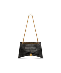 Crush Large Chain Bag Crocodile Embossed - Black