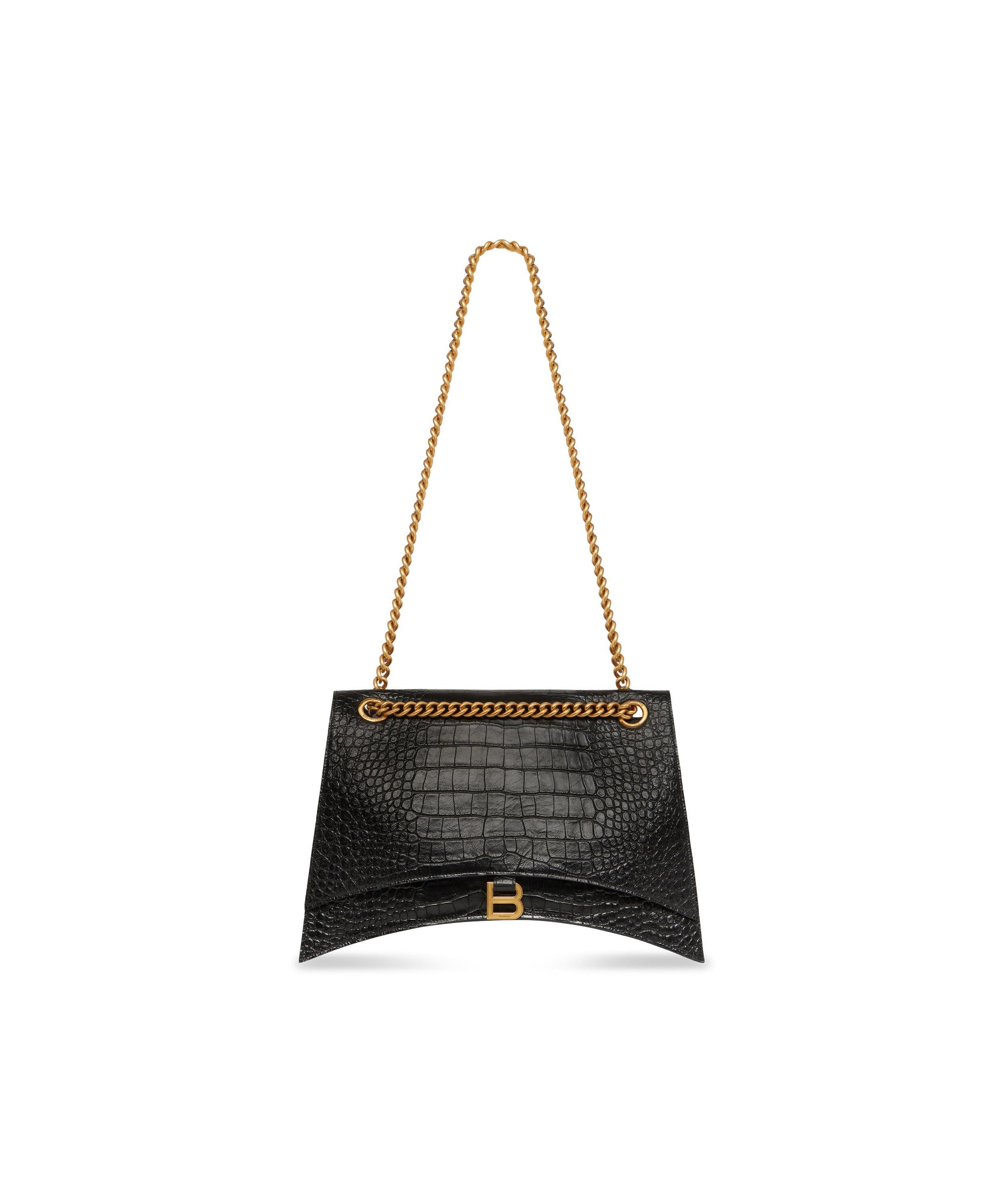 Crush Large Chain Bag Crocodile Embossed - Black