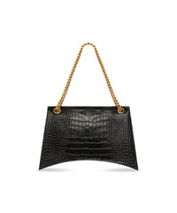 Crush Large Chain Bag Crocodile Embossed - Black