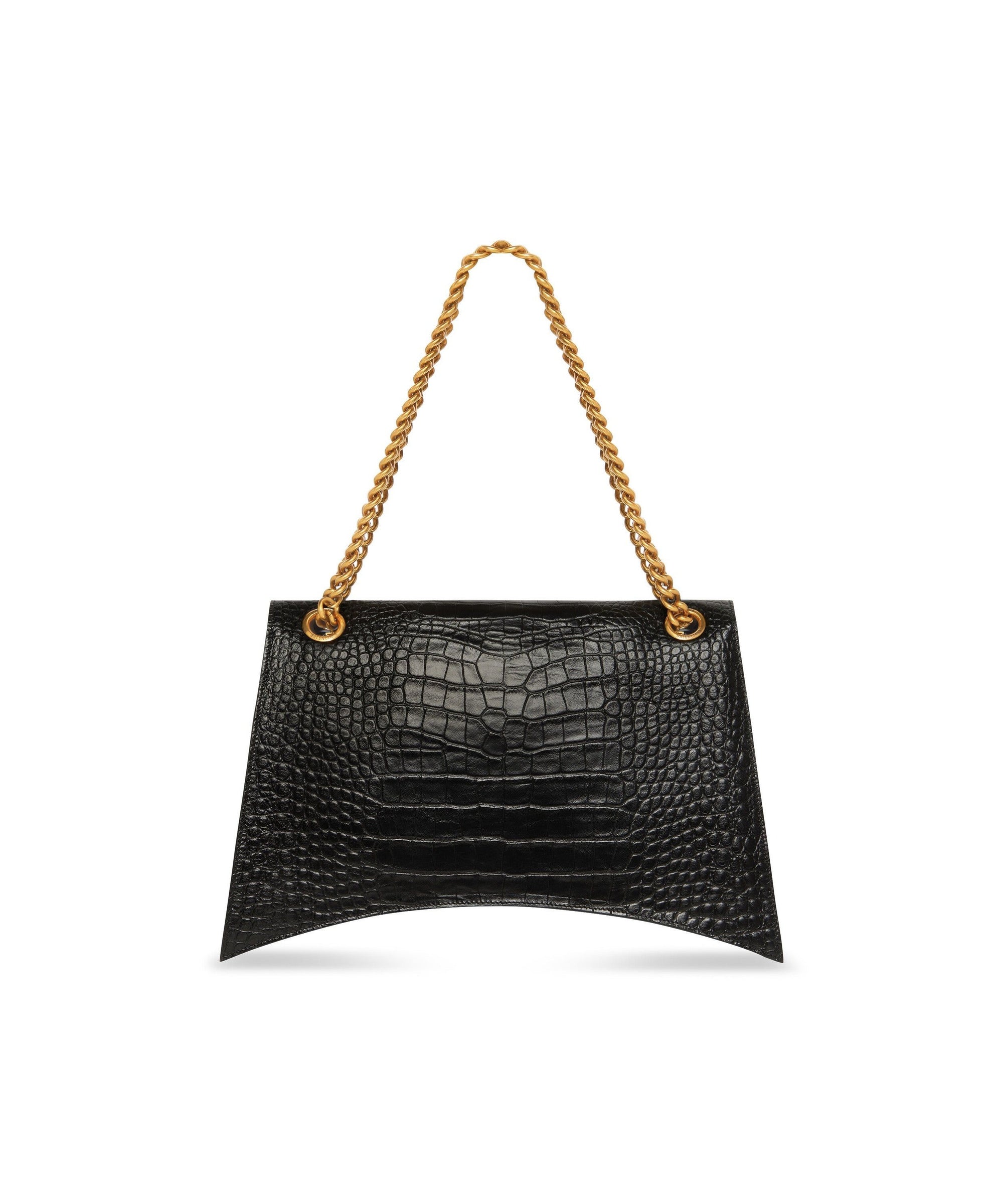 Crush Large Chain Bag Crocodile Embossed - Black