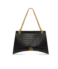 Crush Large Chain Bag Crocodile Embossed - Black