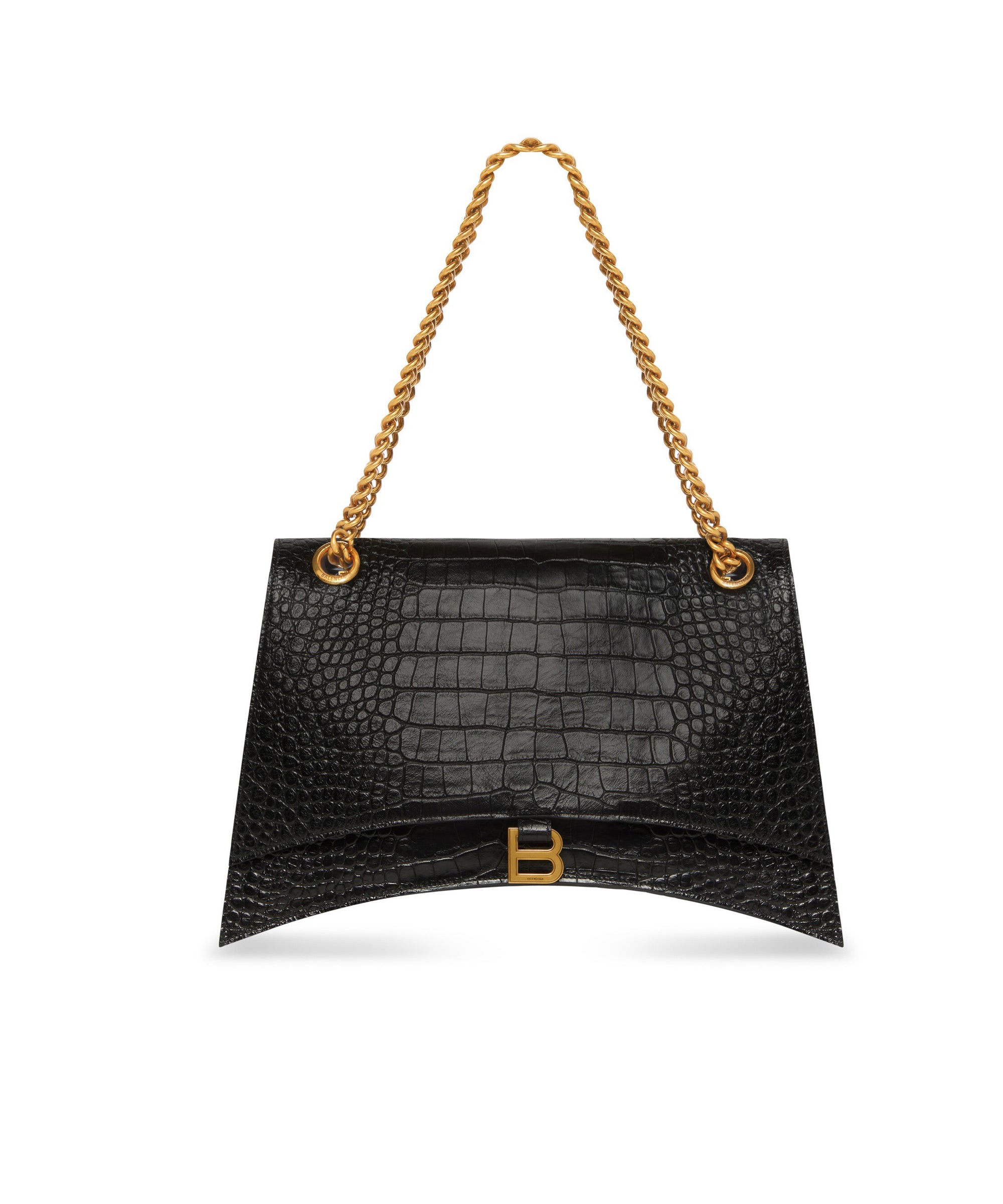 Crush Large Chain Bag Crocodile Embossed - Black