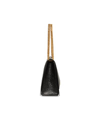 Crush Large Chain Bag Crocodile Embossed - Black