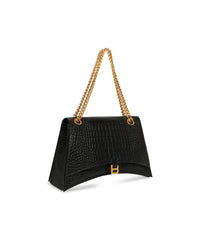 Crush Large Chain Bag Crocodile Embossed - Black