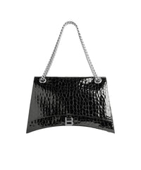 Crush Large Chain Bag Crocodile Embossed - Black