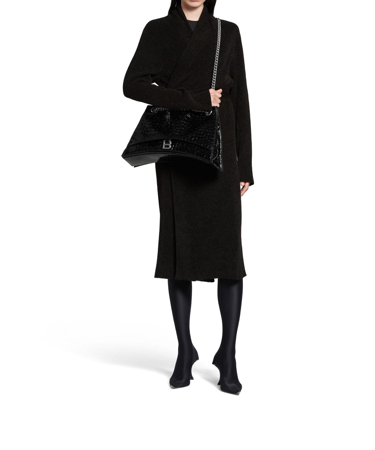 CRUSH / Crush Large Chain Bag Crocodile Embossed - Black