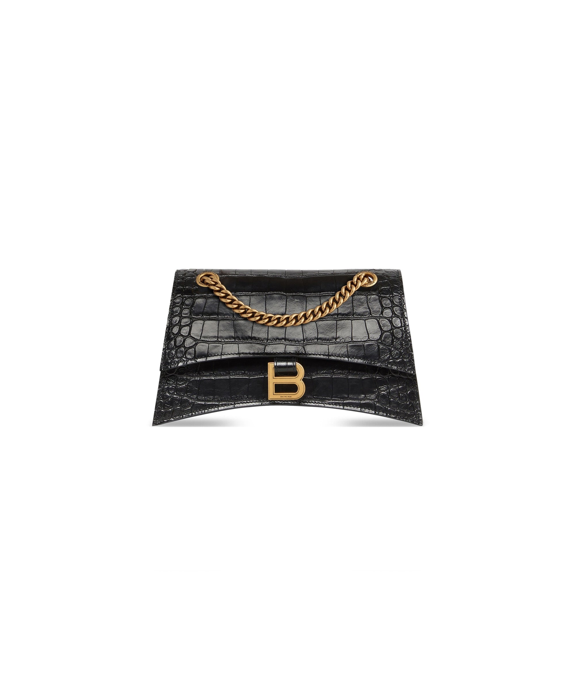 Crush Small Chain Bag Crocodile Embossed - Black