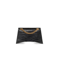 Crush Small Chain Bag Crocodile Embossed - Black