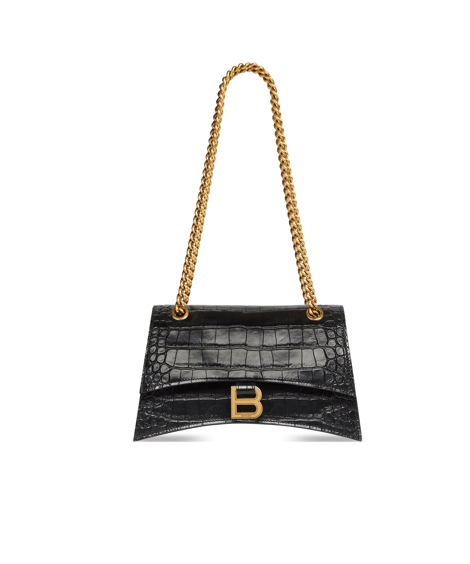 Crush Small Chain Bag Crocodile Embossed - Black