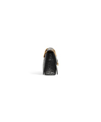 Crush Small Chain Bag Crocodile Embossed - Black