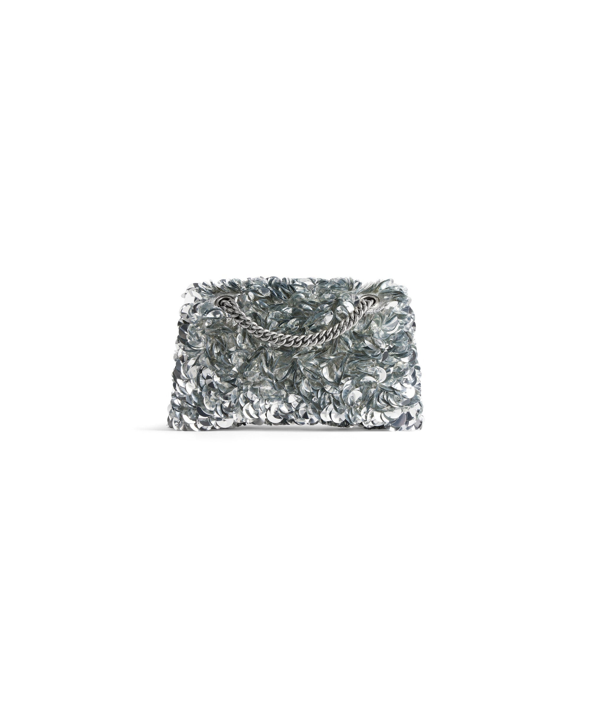 Crush Small Chain Bag With Sequins - Silver