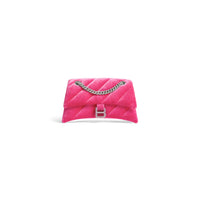 Crush Small Chain Bag Quilted Velvet Jersey - Bright Pink