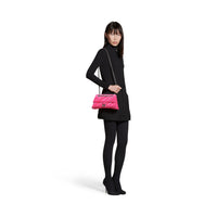 Crush Small Chain Bag Quilted Velvet Jersey - Bright Pink