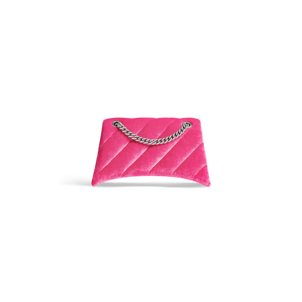 Crush Small Chain Bag Quilted Velvet Jersey - Bright Pink
