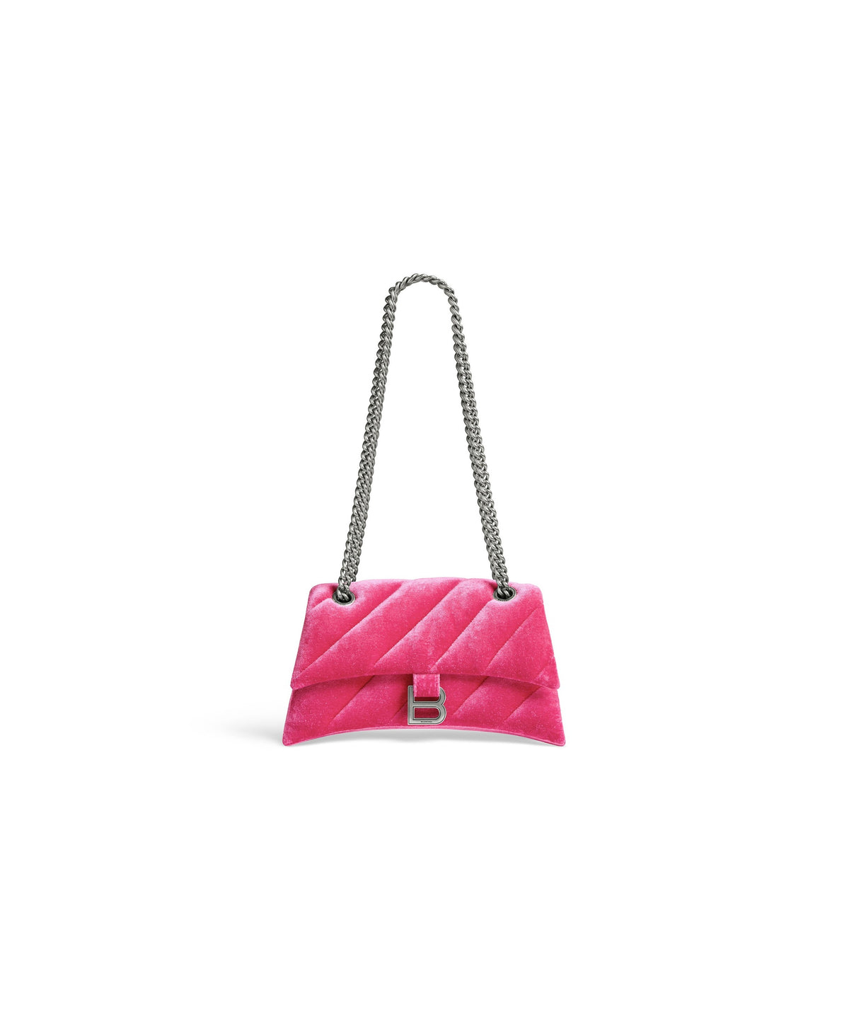 Crush Small Chain Bag Quilted Velvet Jersey - Bright Pink