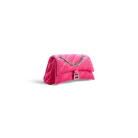 Crush Small Chain Bag Quilted Velvet Jersey - Bright Pink
