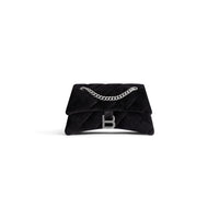 Crush Small Chain Bag Quilted Velvet Jersey - Black