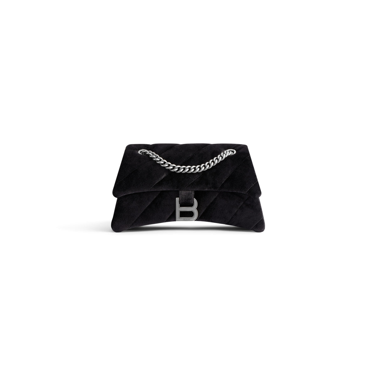 Crush Small Chain Bag Quilted Velvet Jersey - Black