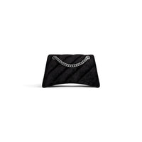 Crush Small Chain Bag Quilted Velvet Jersey - Black