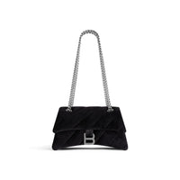Crush Small Chain Bag Quilted Velvet Jersey - Black