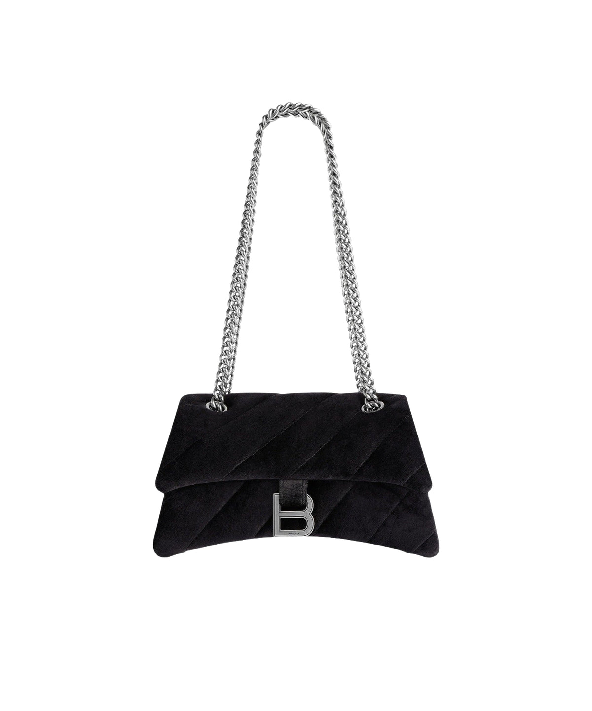 Crush Small Chain Bag Quilted Velvet Jersey - Black