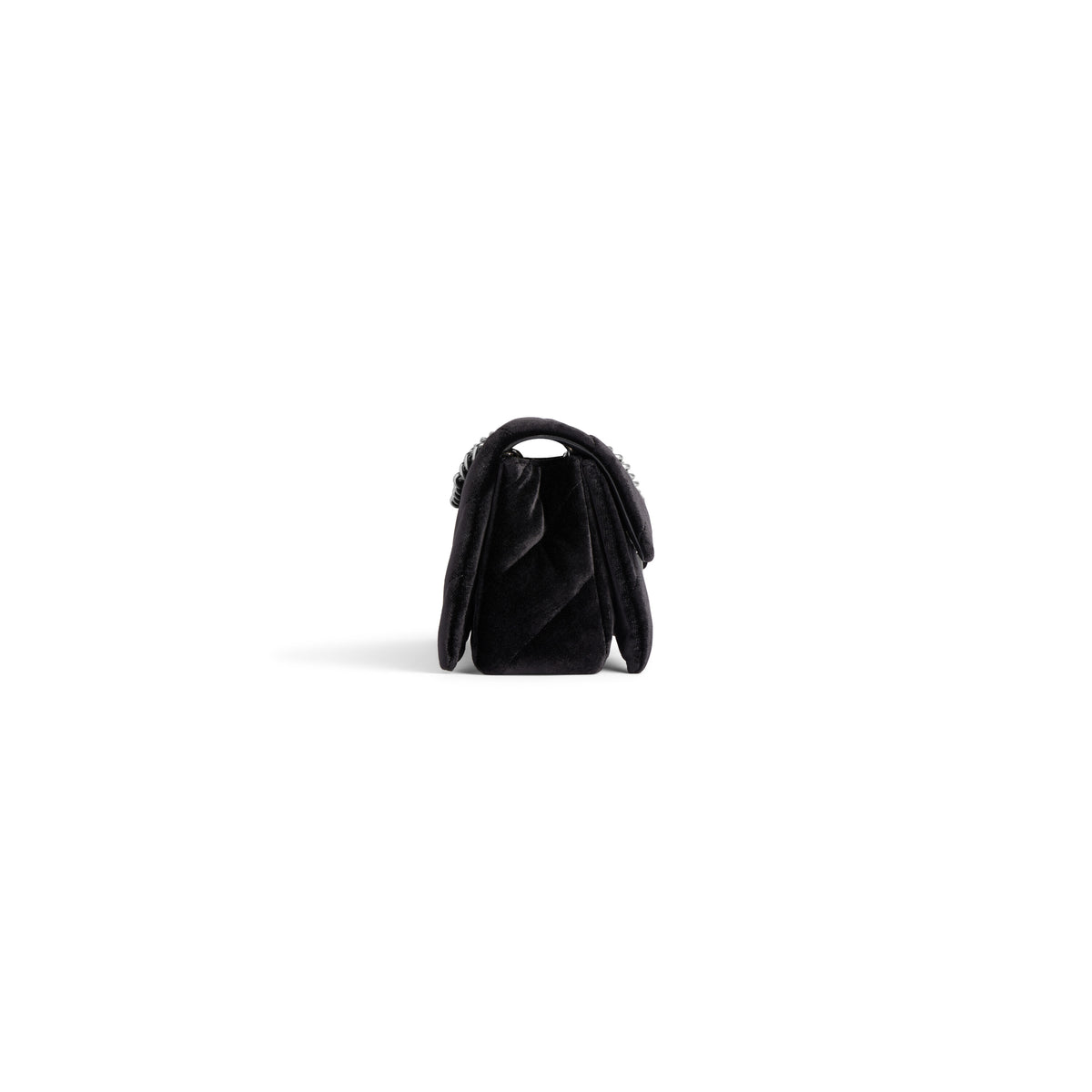 Crush Small Chain Bag Quilted Velvet Jersey - Black