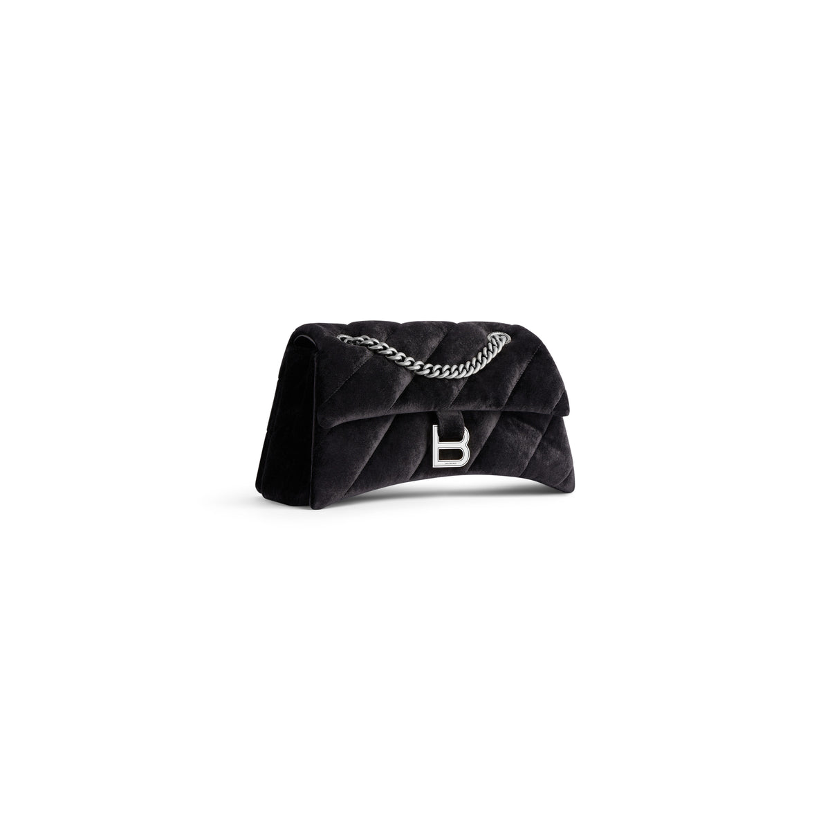 Crush Small Chain Bag Quilted Velvet Jersey - Black