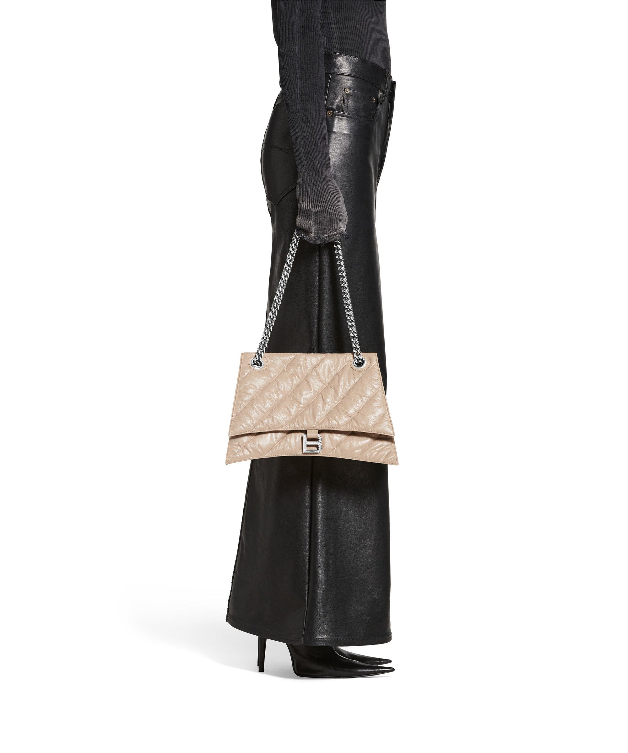 Crush Medium Chain Bag Quilted - Taupe