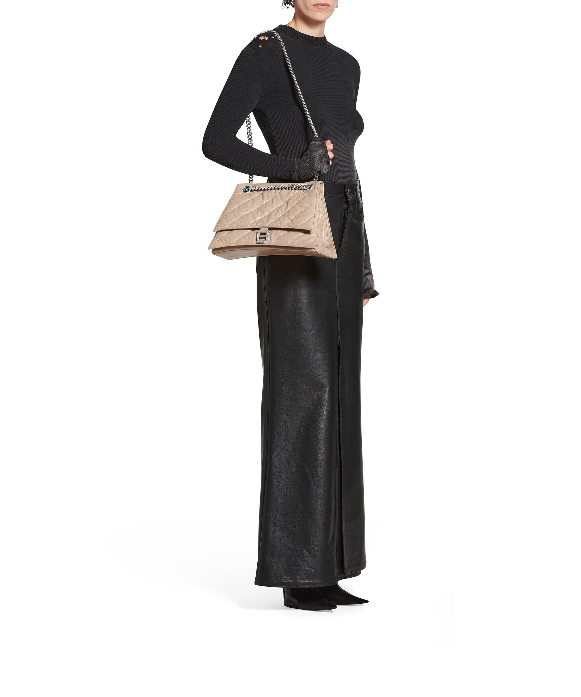 Crush Medium Chain Bag Quilted - Taupe
