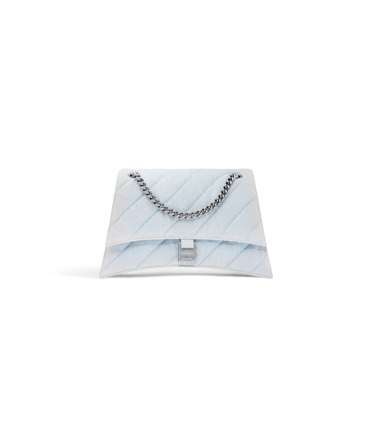 Crush Medium Chain Bag Quilted Denim - Pale Blue