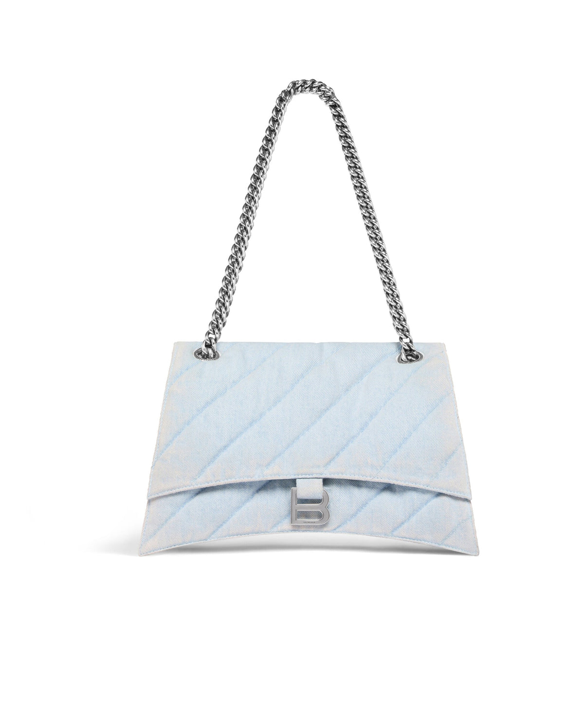 Crush Medium Chain Bag Quilted Denim - Pale Blue
