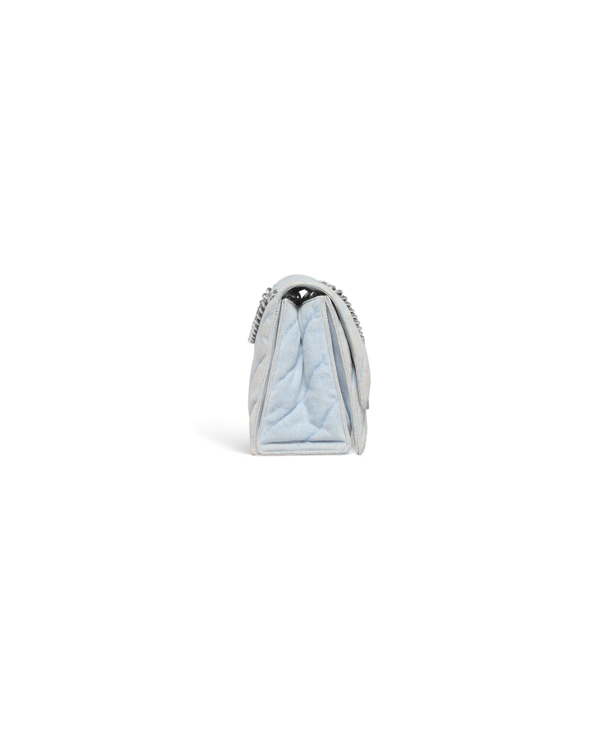 Crush Medium Chain Bag Quilted Denim - Pale Blue