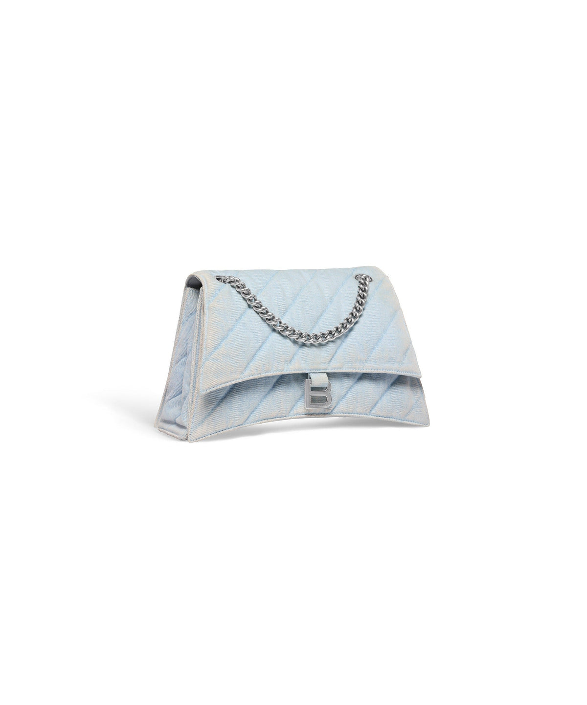 Crush Medium Chain Bag Quilted Denim - Pale Blue